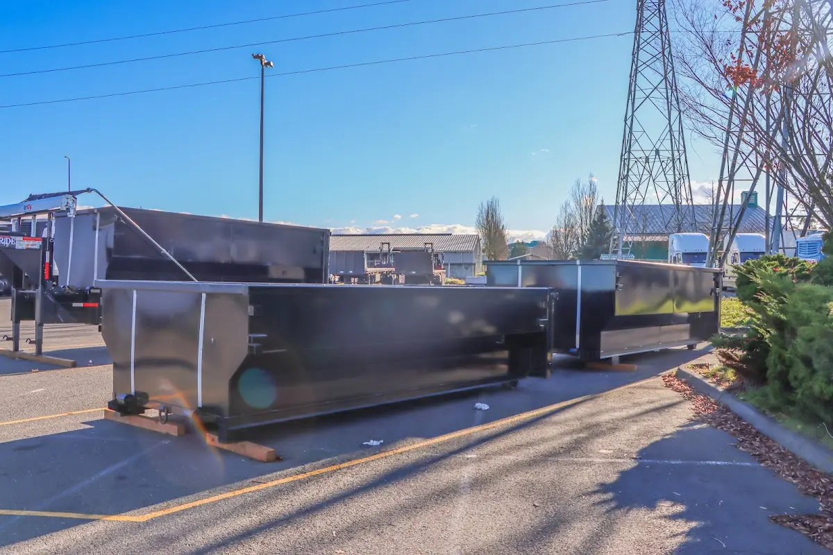 Roll-off dumpster ready for waste disposal at job site for 2 Yard Dumpster Rental in Glen Rock